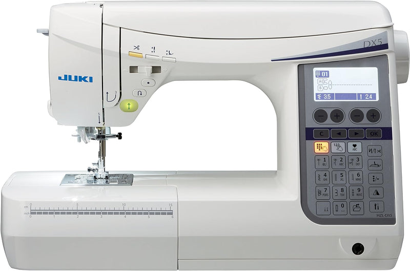 JUKI HZL-DX5 elektrische Nähmaschine mit automatischem Fadenabschneider, Fusssteuerung, Metall, weis