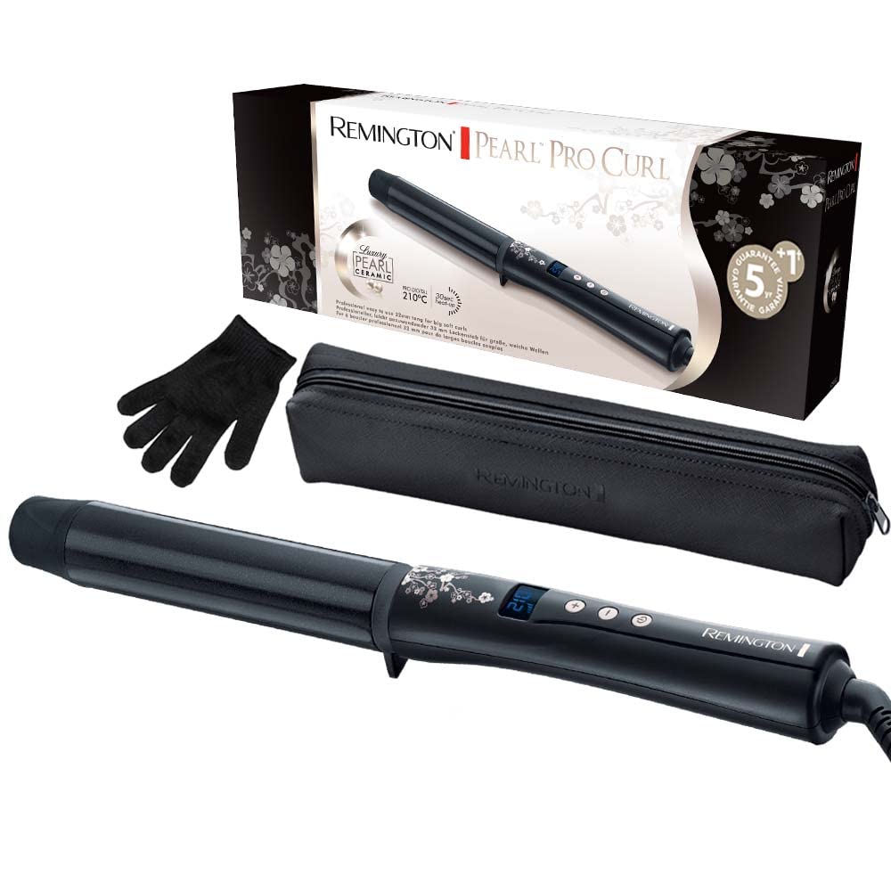 Remington Lockenstab grosse Locken [32mm] Pearl Digital (Keramikbeschichtung mit echten Perlen) LCD-
