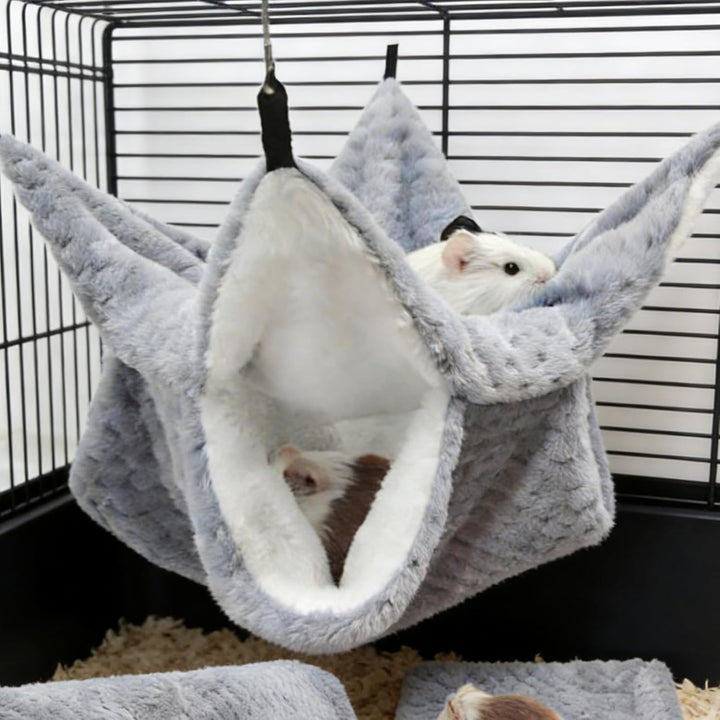 2 Stück Meerschweinchen Hängematte Set, Doppelschicht Hängende Kleintierbetten aus Weichem Flanell K