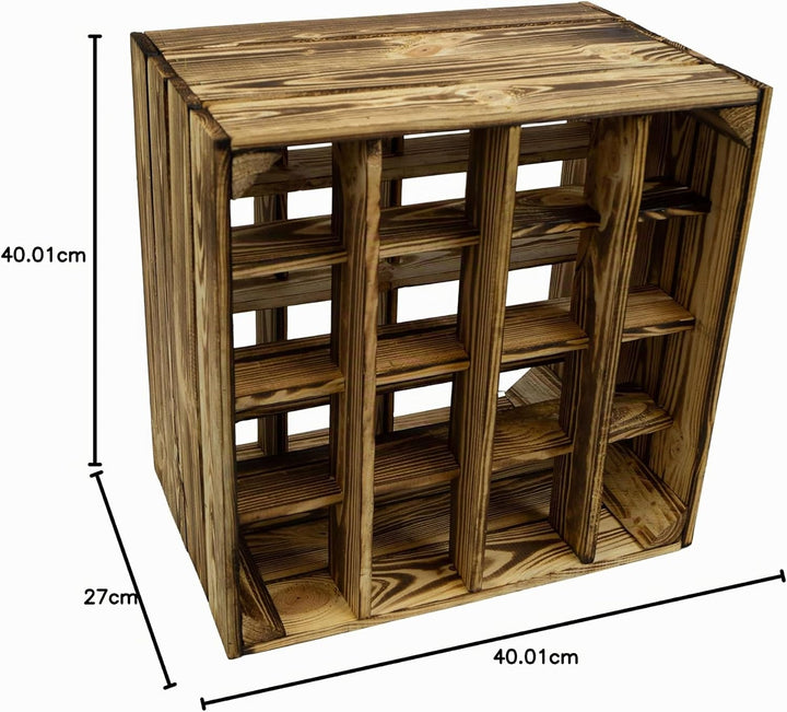 Kistenkolli Altes Land 3 x geflammtes Weinregal 16er Masse 40x40x27cm aus Holz Flaschenablage Weinre