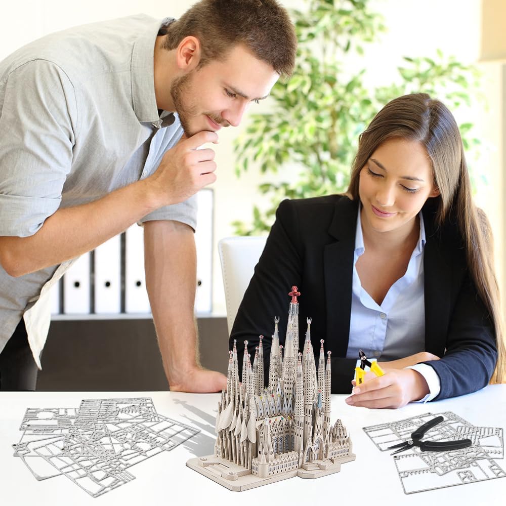 Piececool 3D Puzzle Metall Architecture Sagrada Familia, 3D Metall Puzzle für 340 Edelstahl, Ganzes