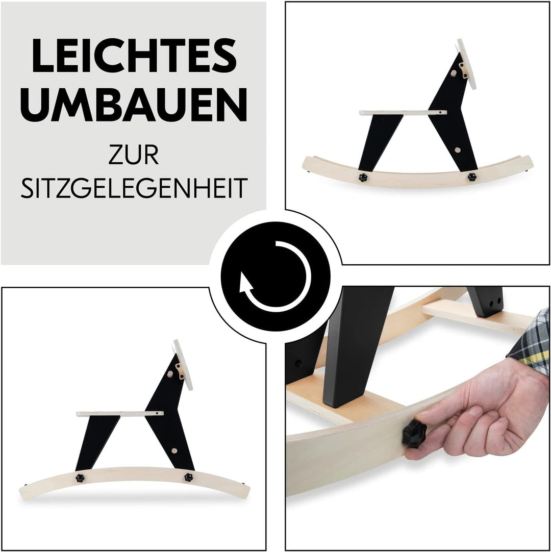 hauck Schaukeltier für Kleinkinder Rock N Swing ab 18 Monate bis 50 kg, Schaukelpferd Holz (FSC® Zer