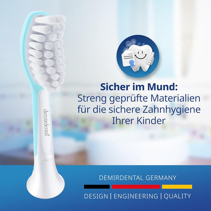 demirdental Kinder Ersatzbürsten passend für Philips Sonicare Kids, Bürstenköpfe ab 7 Jahre, entspri