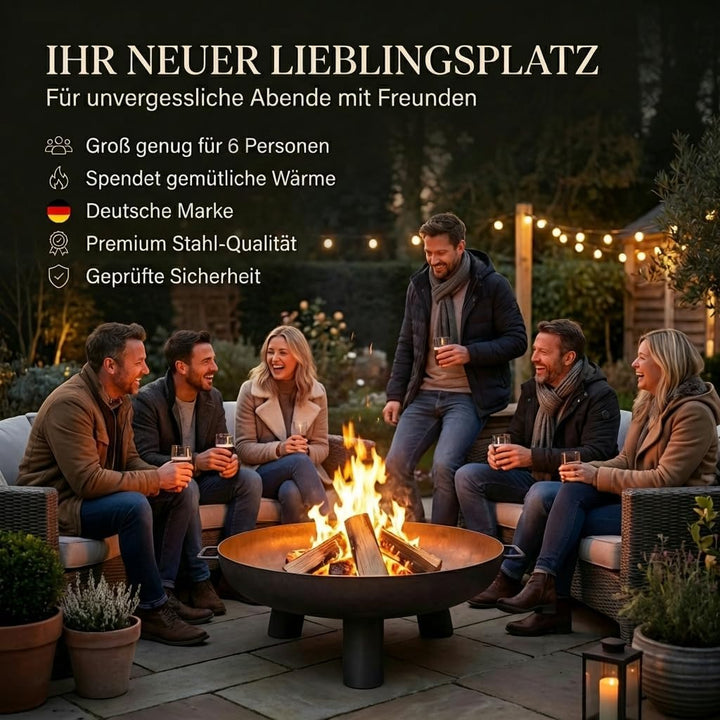 Feuerschale Kreta 60 cm, Feuerschale - Feuerstelle für den Garten, Terrasse und Balkon, Feuertonne u