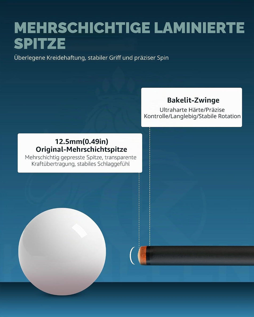 KONLLEN Billardqueue-Stick aus Karbonfaser, niedrige Ablenkung, handgefertigt, Inlay, ultraglatt, pr