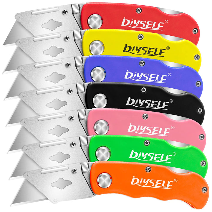 DIYSELF Messer 7er Pack Kartonschneider, Rückenschloss Design, Schneller Klingenwechsel, Rasiermesse