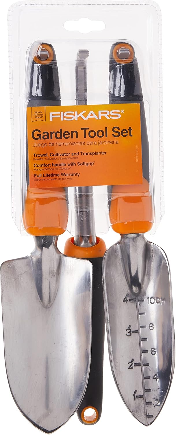 Fiskars Gartenwerkzeug Ergo 3 Piece Set schwarz/orange, Ergo 3 Piece Set