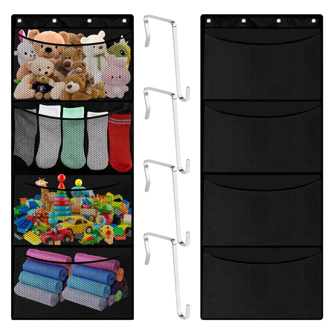 2 Stück Tür Organizer Hängend mit 4 Netztaschen Organizer Hängend mit 4 S-Förmigen Haken Türorganize