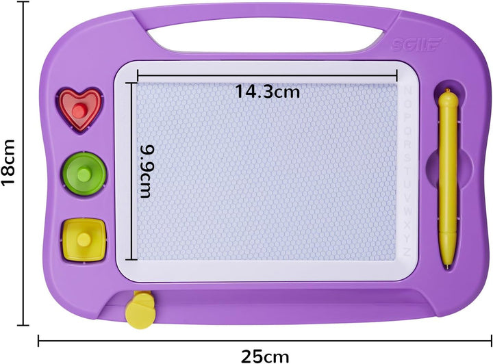 SGILE Magnetische Maltafel Zaubertafel Kinder, 25×18 cm Magnet Magnettafel mit 4 Stempeln, Kreatives
