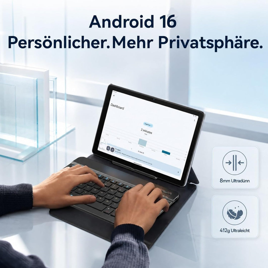 Tablet mit Tastatur Android 16 - Gemini AI, 24GB RAM + 256GB ROM (2TB TF), Tablet 10 Zoll, 5000mAh A