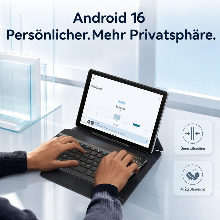 Tablet mit Tastatur Android 16 - Gemini AI, 24GB RAM + 256GB ROM (2TB TF), Tablet 10 Zoll, 5000mAh A
