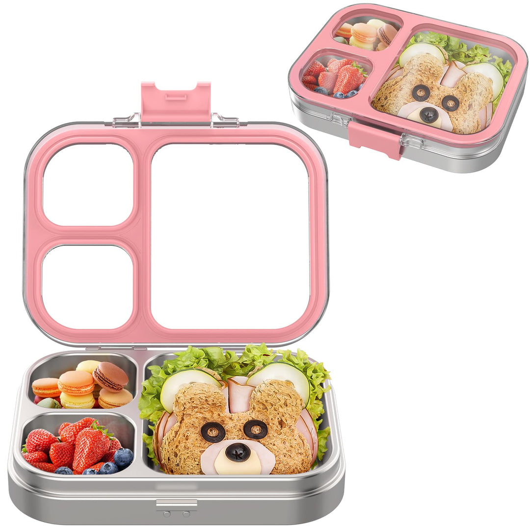 VITONIS Edelstahl Brotdose Lunchbox mit 3 Fächern, Bento Lunch Box Kinder Auslaufsicher BPA frei, Sp