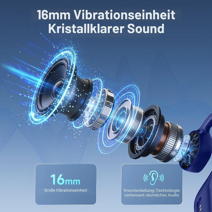 Knochenschall Kopfhörer Bluetooth 6.0, offene Bluetooth-Funkkopfhörer für Sport, wasserdichte, leich