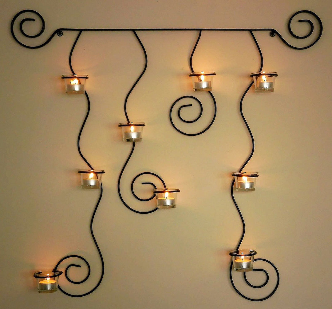 DanDiBo Wandteelichthalter LYSA Wandkerzenhalter Metall 74 cm Teelichthalter Kerzenhalter Schwarz, S