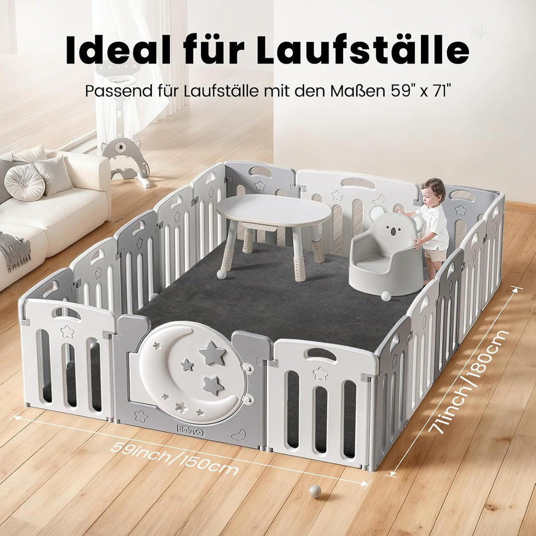 Tuocal Krabbelmatte Baby 150×180cm, 3cm Dicke Schaumstoff Spielmatte, Ultraweiche Stütze Plüschiges