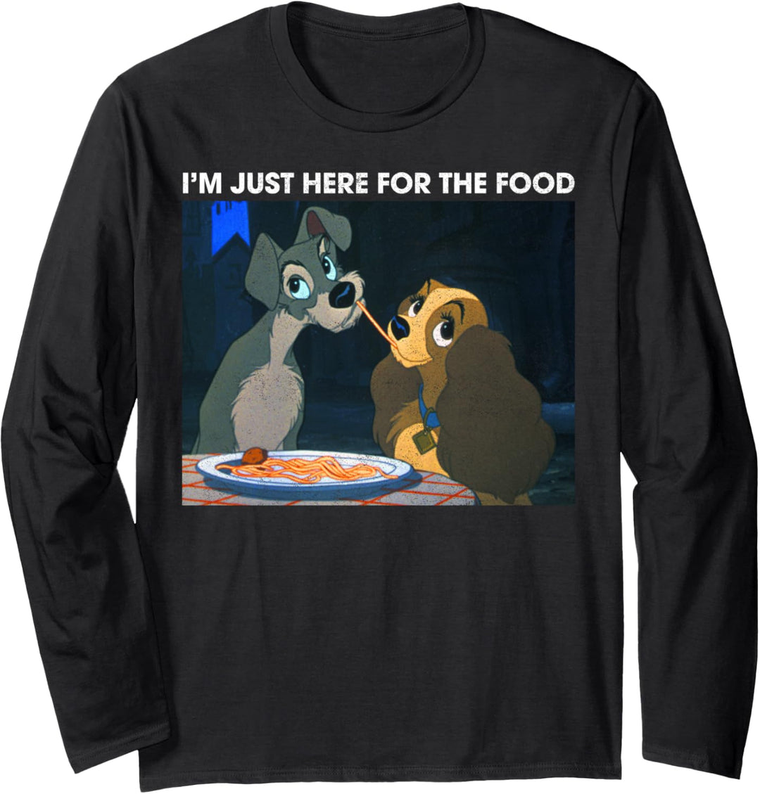 Disney Lady And The Tramp I'm Just Here For The Food Meme Langarmshirt