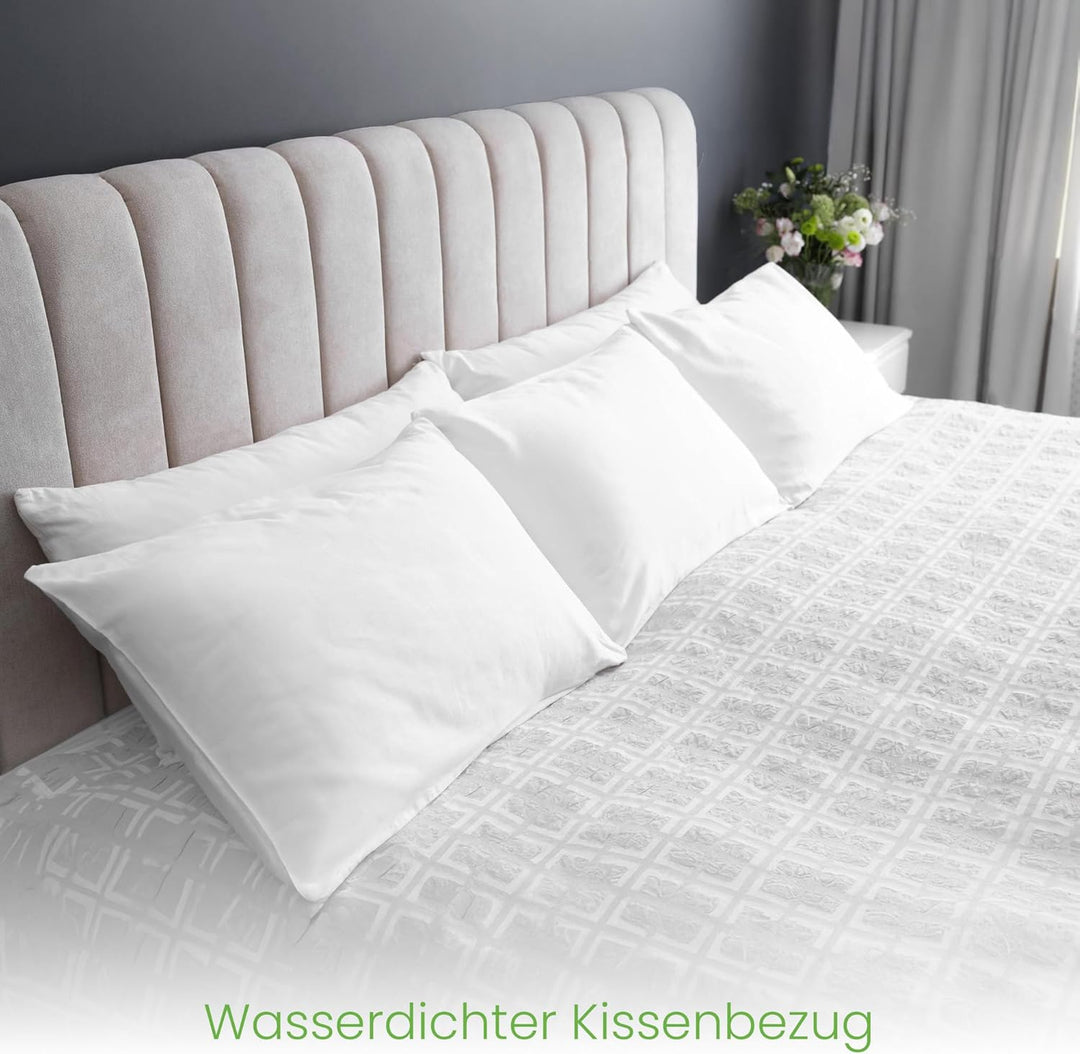wasserdichte Kissenbezüge 48x74cm mit Reissverschluss, antiallergen, 100 % Bambus, 2er-Pack, Standar