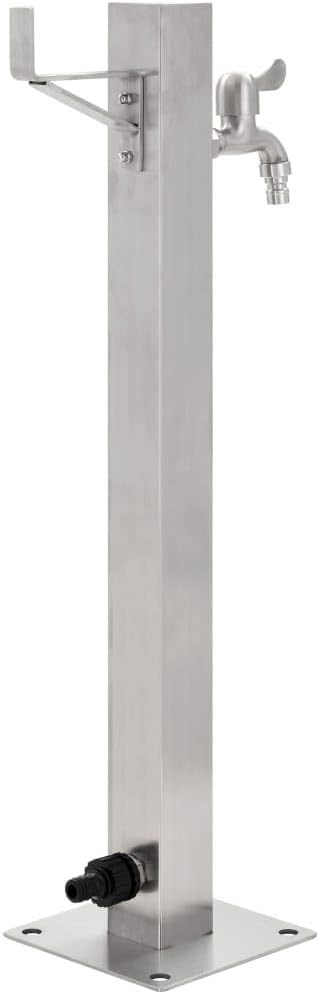 yorten Garten-Wassersäule mit Wasserhahn Wasserzapfsäule Wasserzapfstelle Silbern Edelstahl Quadrati
