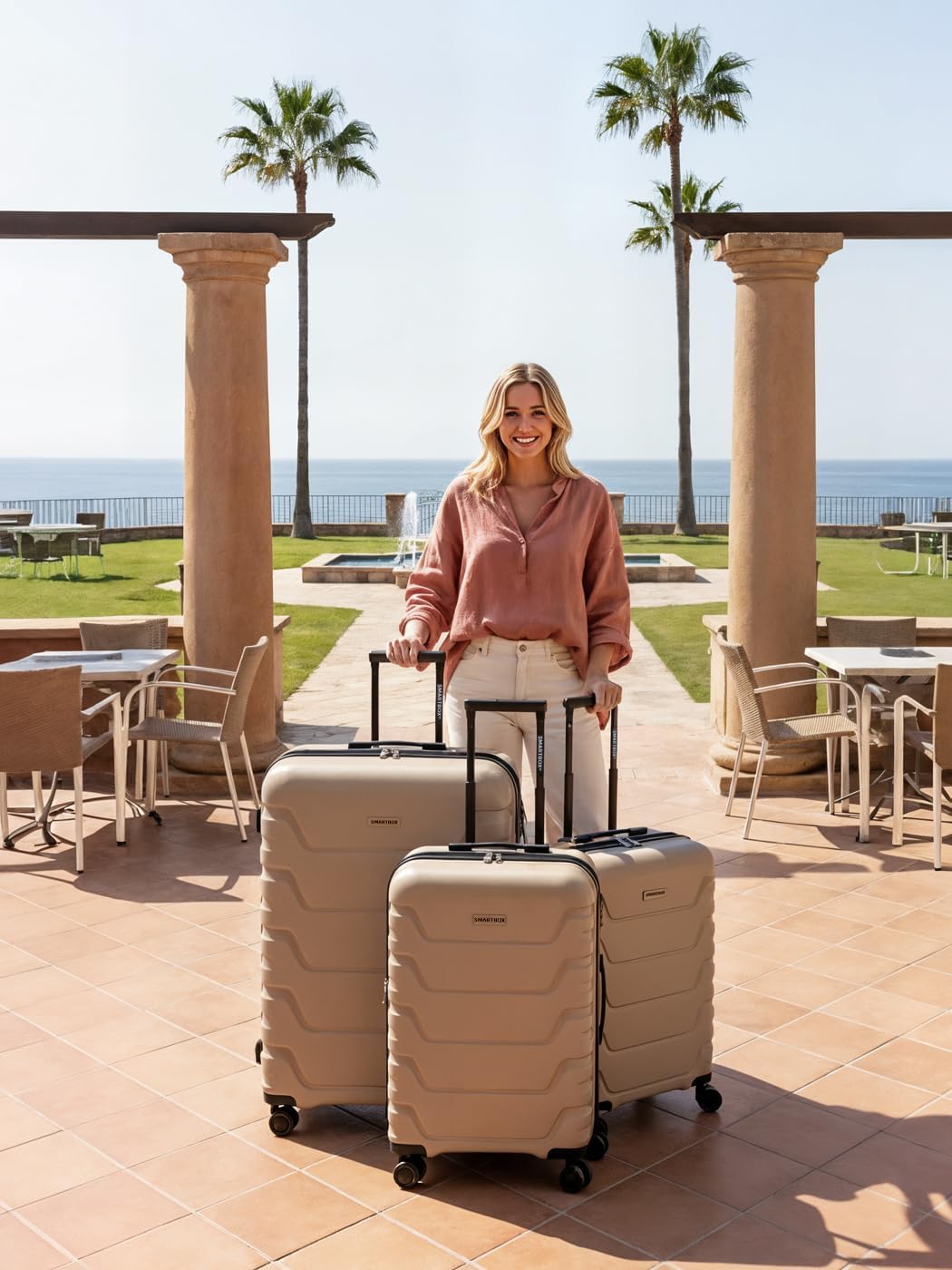 SMARTBOX Hartschalen Koffer-Set 3-teilig | mit Dehnfalte erweiterbar um 3 cm | aus hochwertigem, lei