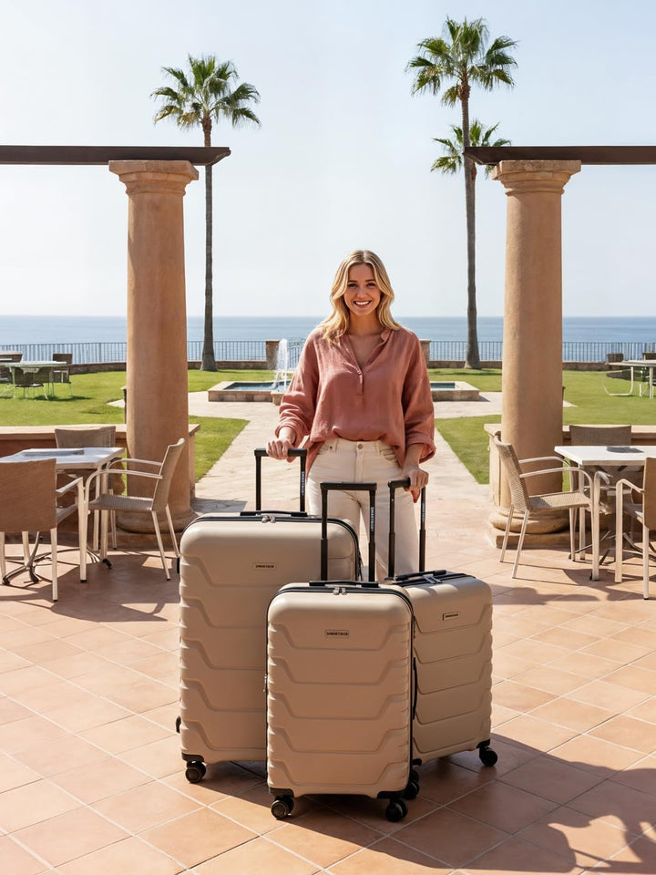 SMARTBOX Hartschalen Koffer-Set 3-teilig | mit Dehnfalte erweiterbar um 3 cm | aus hochwertigem, lei