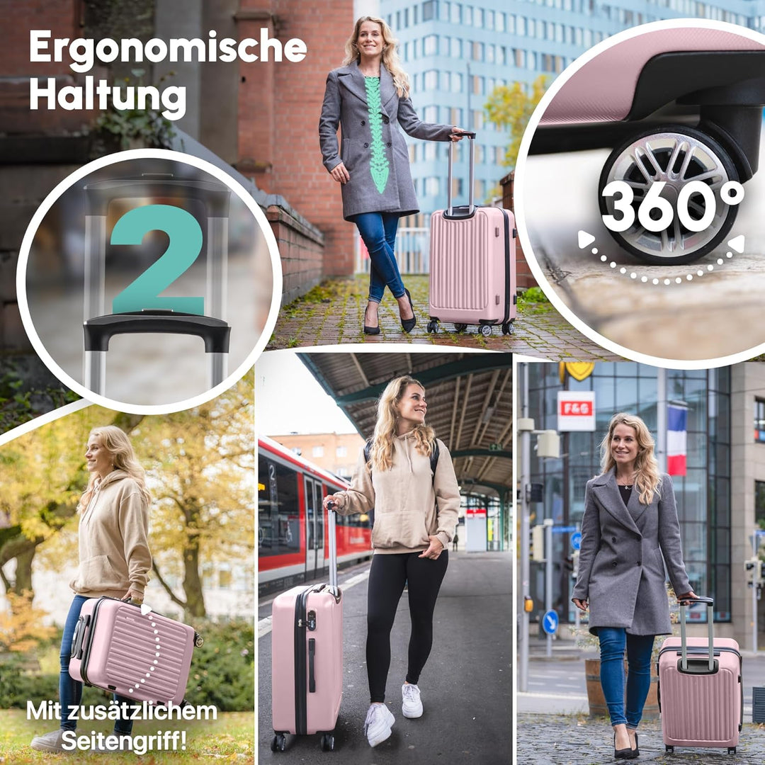 Easy Move ABS Hartschalenkoffer [ERGONOMISCH & SICHER] - Grosser Trolley Koffer mit 360° Rädern, Zah