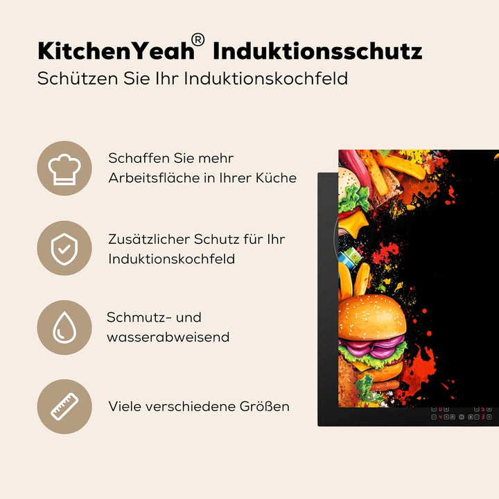 KitchenYeah© Herdabdeckplatte 59x51 cm Einteilig Ceranfeld Abdeckplatte Küche Deko Ceranfeldabdeckun