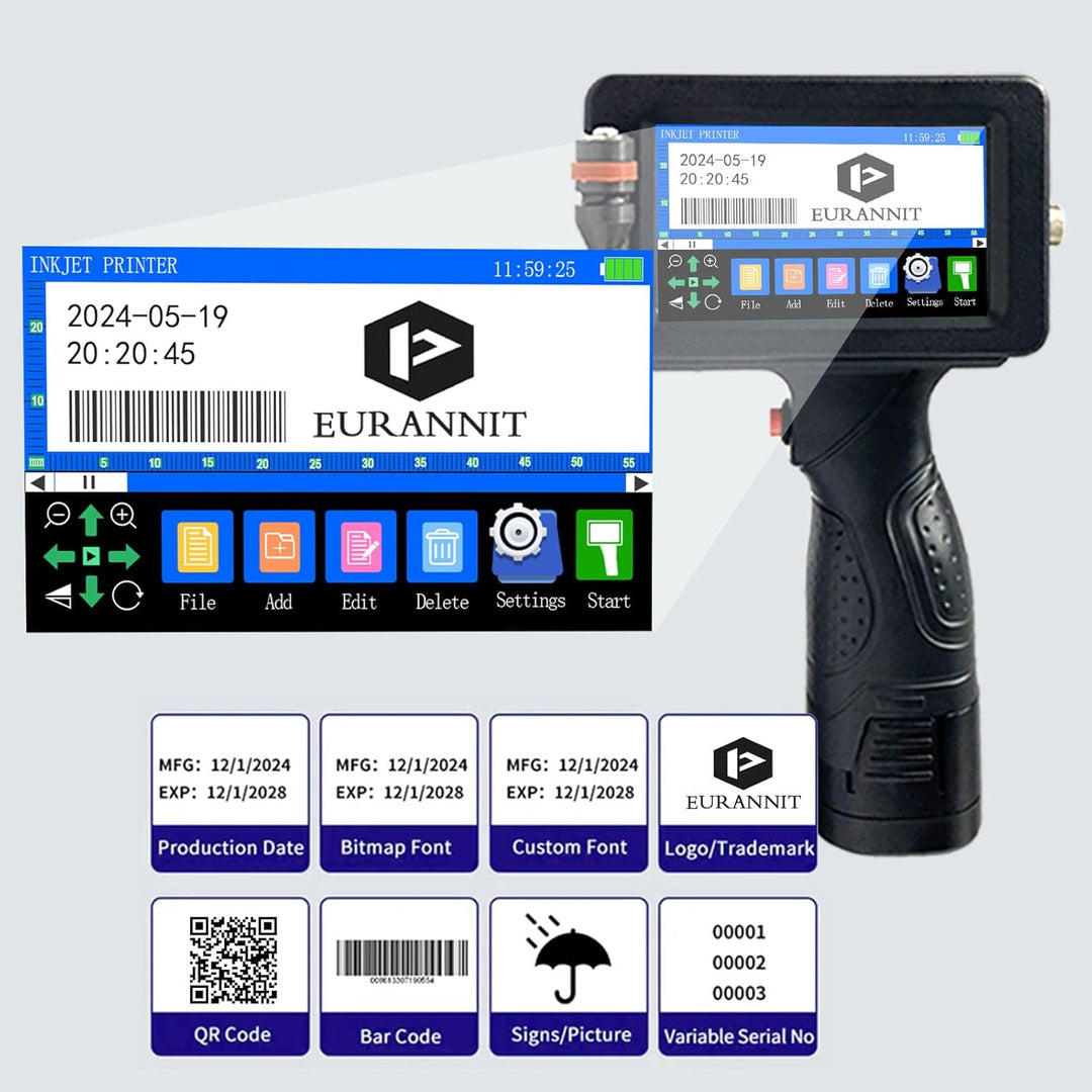 Tragbarer Tintenstrahldrucker E16 mit schnell trocknender Tinte ER520, Düse 0,5 Zoll für Barcode, Da