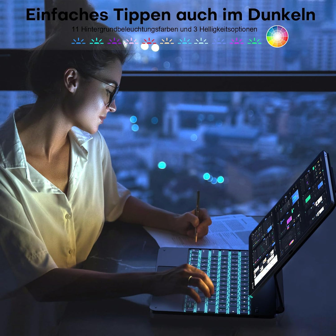 TECURS Tastatur Hülle für iPad Air 13" (M2 2024), Tastatur für iPad Pro 12.9 (6/5/4/3 Gen), Magic Ke