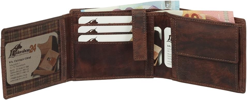 Ledershop24 Luxus Leder Bikerbörse mit Kette Geldbörse Portemonnaie Geldbeutel 12,5 cm vers. Farben