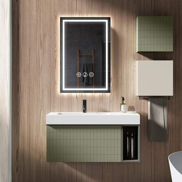 Bluetooth Badspiegel mit Beleuchtung LED, 40x60cm Spiegel mit Light, Wandspiegel mit Frontbeleuchtun