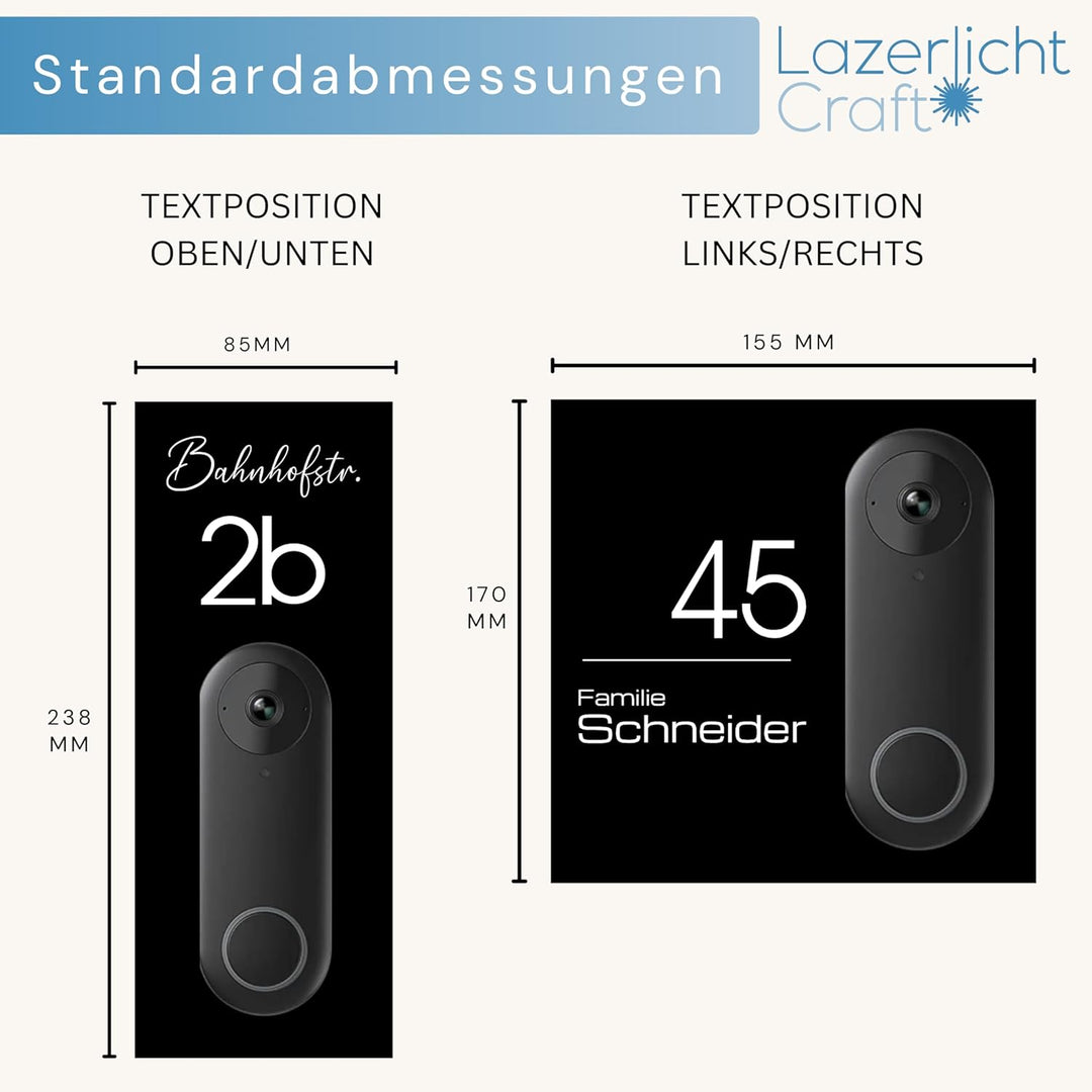 Klingelschild für Reolink Video Doorbell PoE/WiFi D340W D340P |Schwarz oder Anthrazit | Hausnummer,