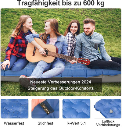 NIKYPJ Isomatte Selbstaufblasend【Benötigt Fussinflation】, 12cm Luftmatratze Camping, Aufblasbare Iso