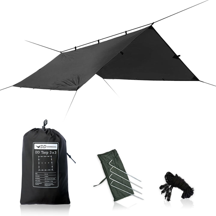 DD Plane, 3 m x 3 m, leicht, vielseitig und robust, jet black Schwarz, Schwarz