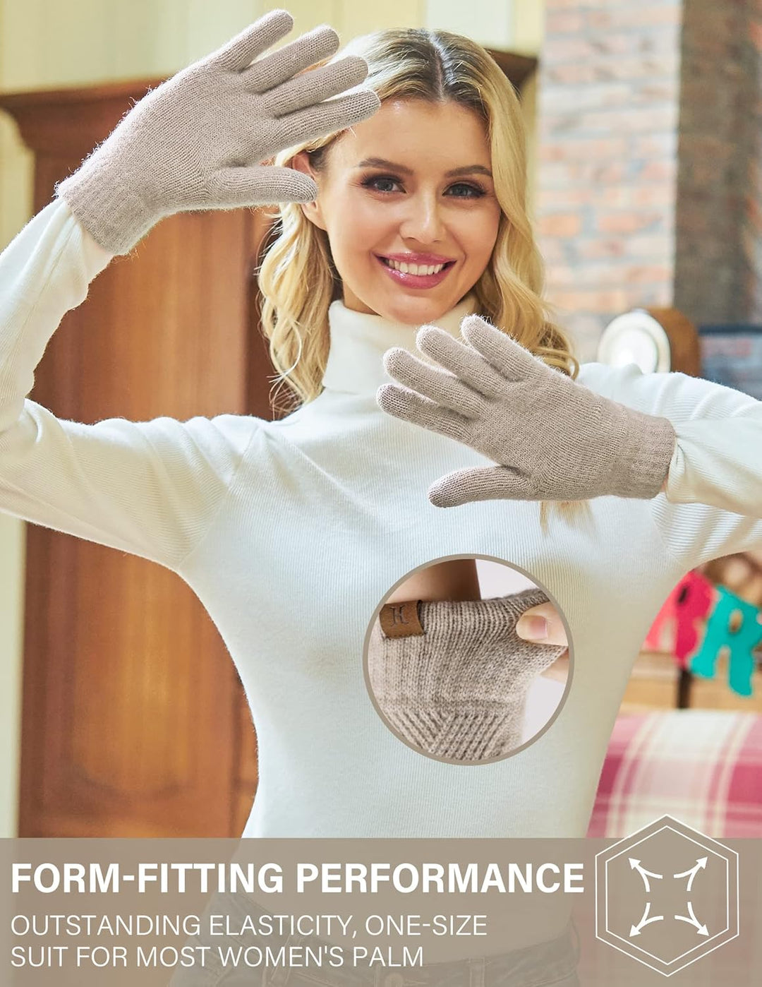 Damen Winter Warm Touchscreen Handschuhe Thermo Gestrickte Winterhandschuhe Doppellagige Strickhands