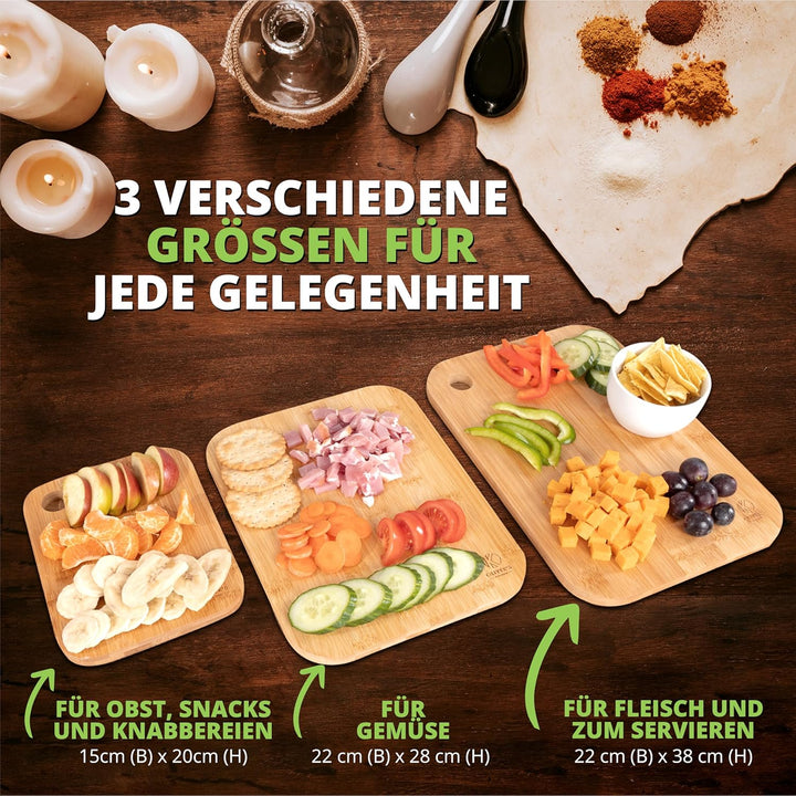 Oliver's Kitchen 's Premium Schneidebrett aus 100% Bio-Bambus - Gross, 45 x 30 x 2 cm - Wendbares Ho