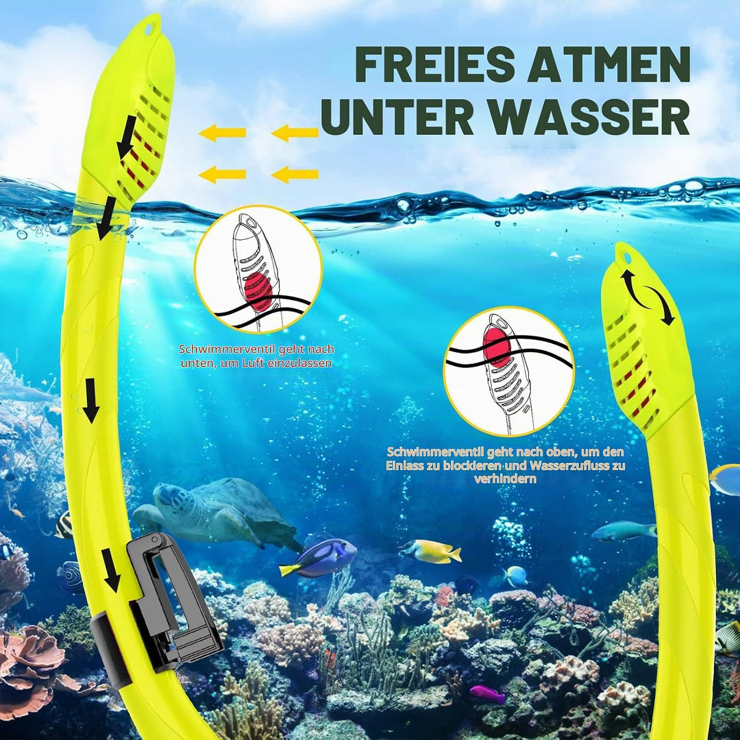 Schnorchelset Kinder mit Flossen,Anti-Fog 180°Panorama Taucherbrille Kinder, Verstellbaren Schwimmfl