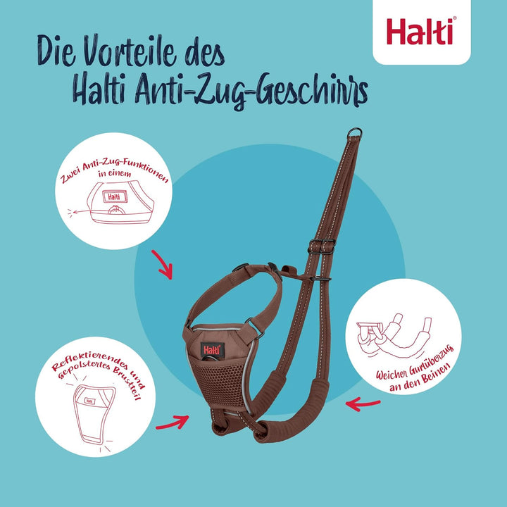 HALTI No Pull Anti-Zug Geschirr - Verhindert, dass Ihr Hund an der Leine zieht, Gepolsterter Brust-