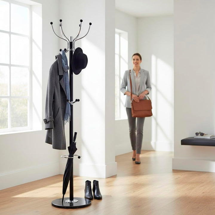 HAKU Möbel Garderobenständer, Marmor, chrom-schwarz, Ø 38 x H 176 cm
