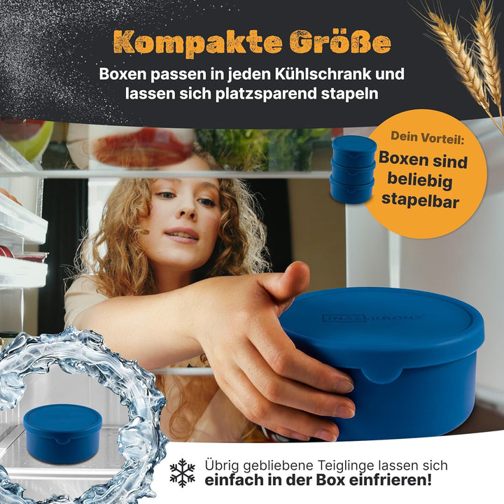 Pizzaballenbox mit Deckel 6er Set - Perfekt als Pizzabox, Gärbox & Teigbox - bis zu 350g Pizzateig B
