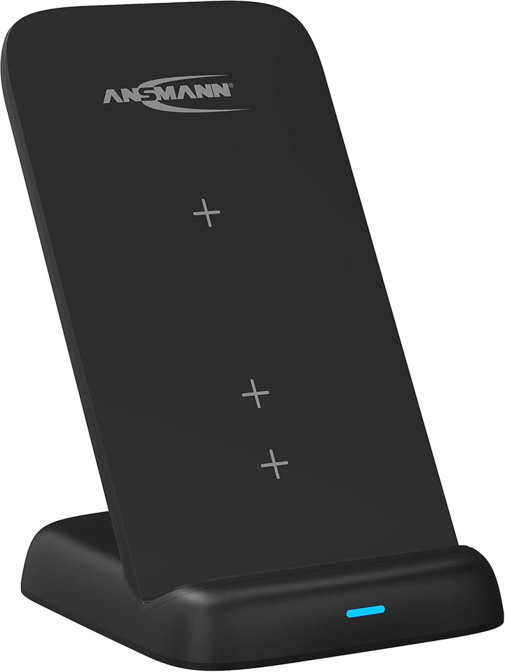 ANSMANN kabelloses Ladegerät 15W Qi-zertifizierter Wireless Charger, 3-Spulen Ladestation (vertikal,
