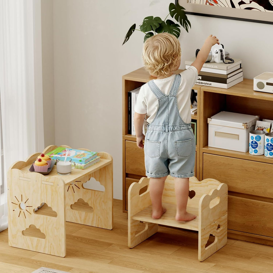 Giklux und Stuhlsets für Kindertisch, Tisch und Stuhl aus Holz, Montessori-Tisch, Montessori-Möbel,