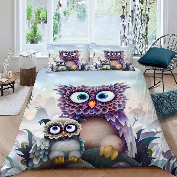 ALABOW Eule Bettwäsche Set 135x200 cm 2teilig mit Reissverschluss Weiche und Angenehme Schlafkomfort
