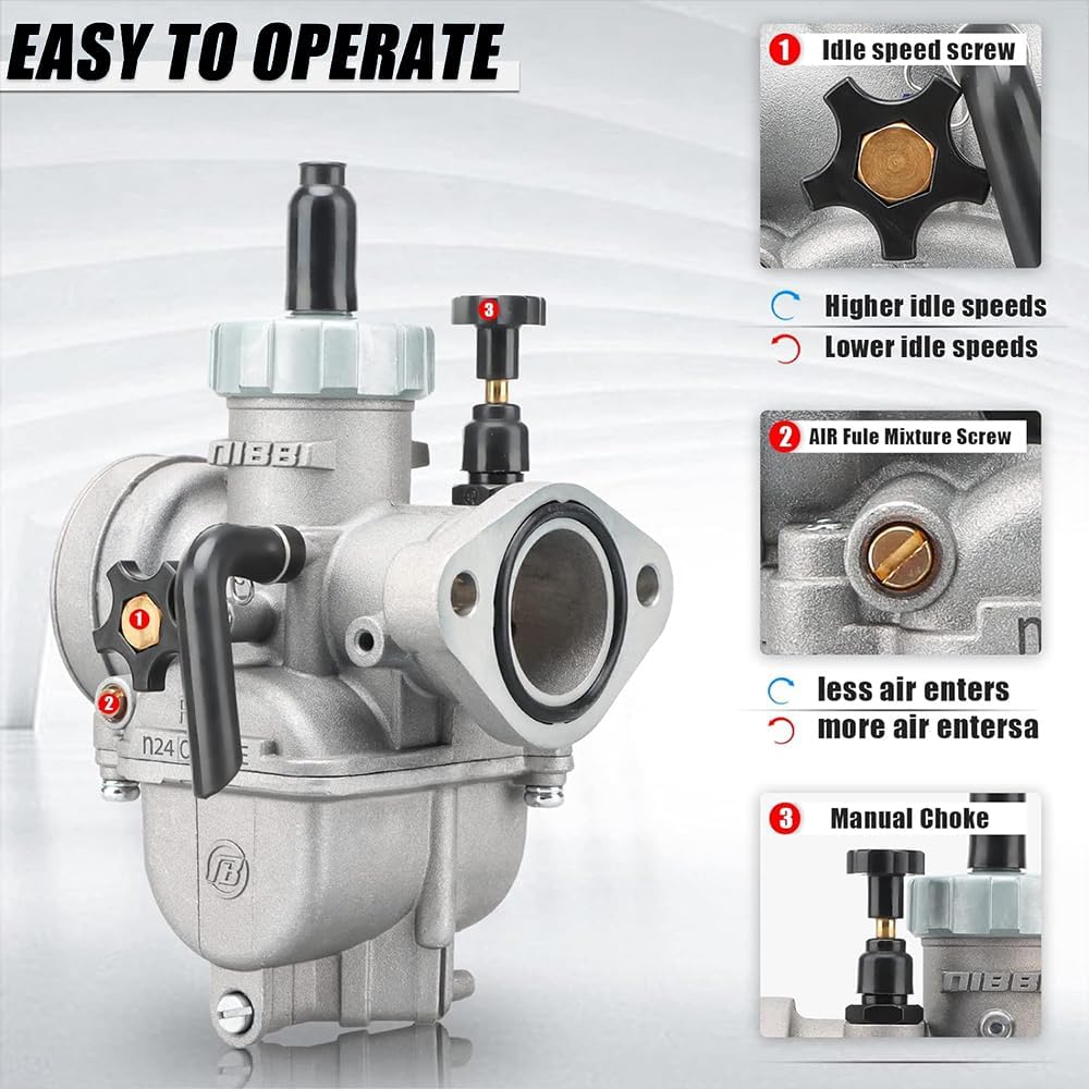 NIBBI PE24mm Vergaser für 140cc-150cc Flansch Motorrad Motor Vergaser mit Carb Jets PE-Flansch-24mm,