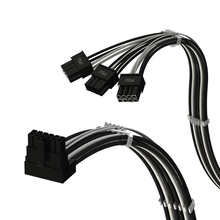 LINKUP - AVA PCIE 5.0 16Pin (12+4) mit Linkswinkel zu 3x8Pin | 16AWG Umhüllt | Kompatibel mit RTX40
