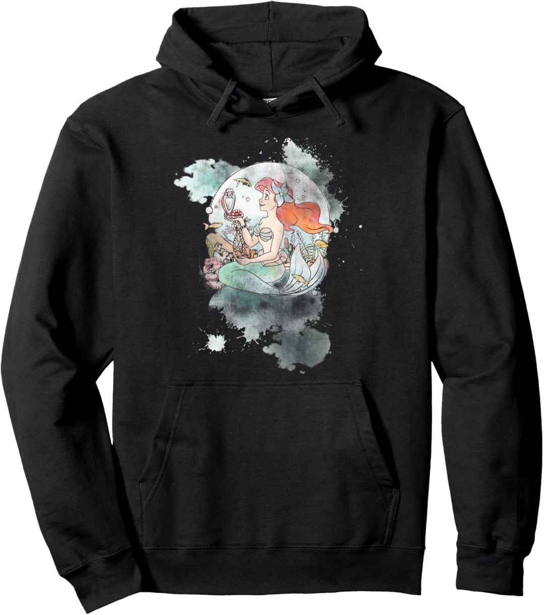Disney The Little Mermaid Ariel Pearl Watercolor Portrait Pullover Hoodie