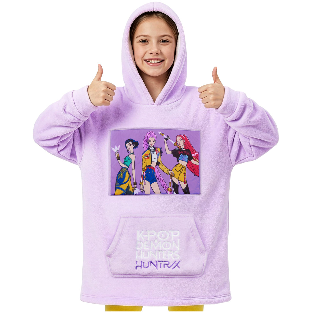 KPop Demon Hunters Offiziell Hoodie Mädchen Teenager 6-14 Jahre, Weicher Oversize Poncho Mit Känguru