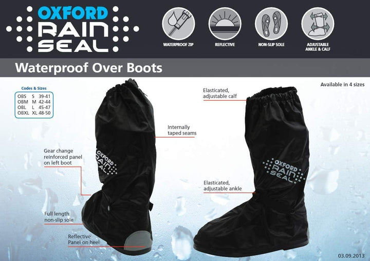 Oxford Rainseal wasserdichte Motorrad Über Stiefel 2XL OBXXL - Schwarz, M
