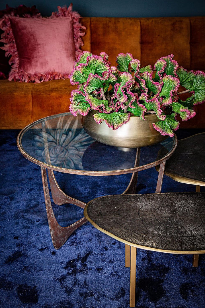 Art Déco Couchtisch Beistelltisch Maxim Copper Metall Glas