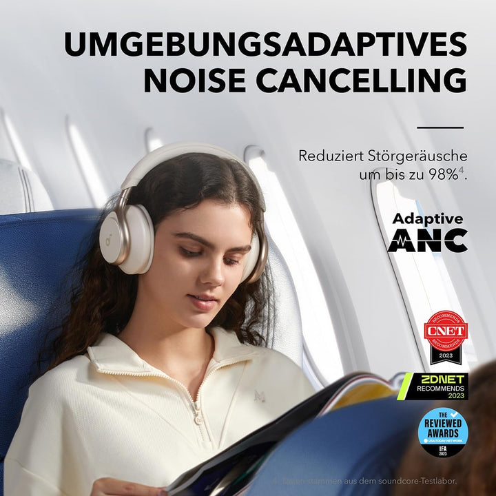 soundcore by Anker, Space One Kabellose Over-Ear Bluetooth Kopfhörer, Aktives Noise Cancelling, 2X s