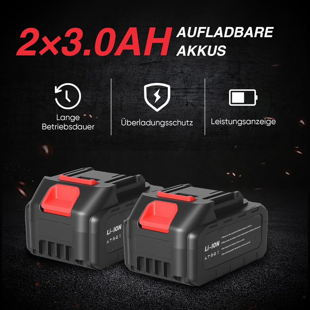 Akku Winkelschleifer 125 mm fur Maa-kita, 21V Akku Flex mit 2× 3.0Ah Akkus & Ladegerät, Bürstenloser